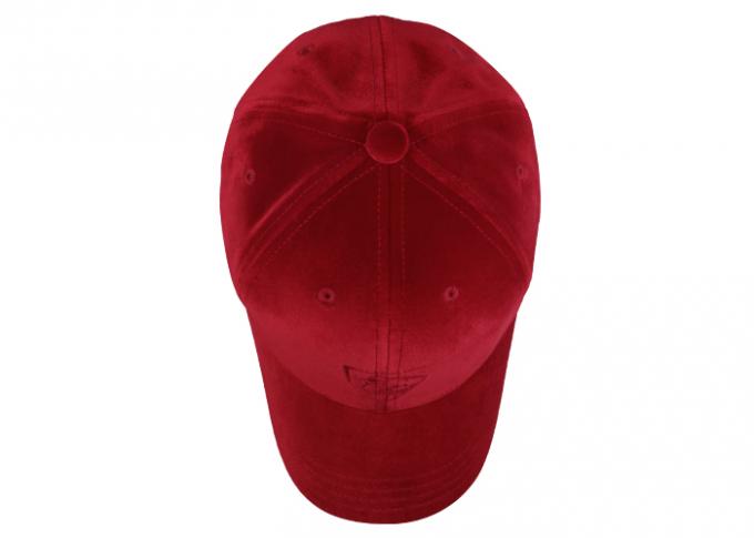 Topi ayah merah keunguan melengkung logo bordir pleuche melengkung