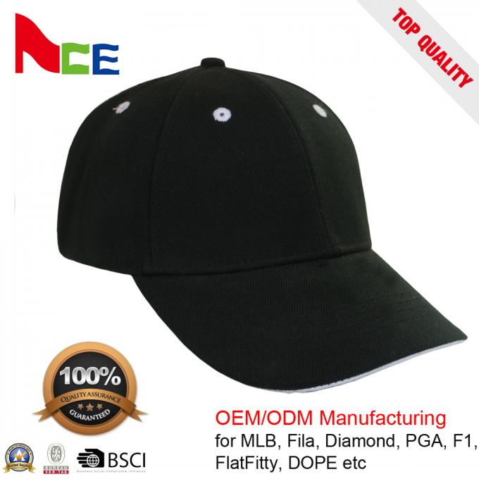Kualitas tinggi 6 panel topi topi snapback grosir akrilik hitam