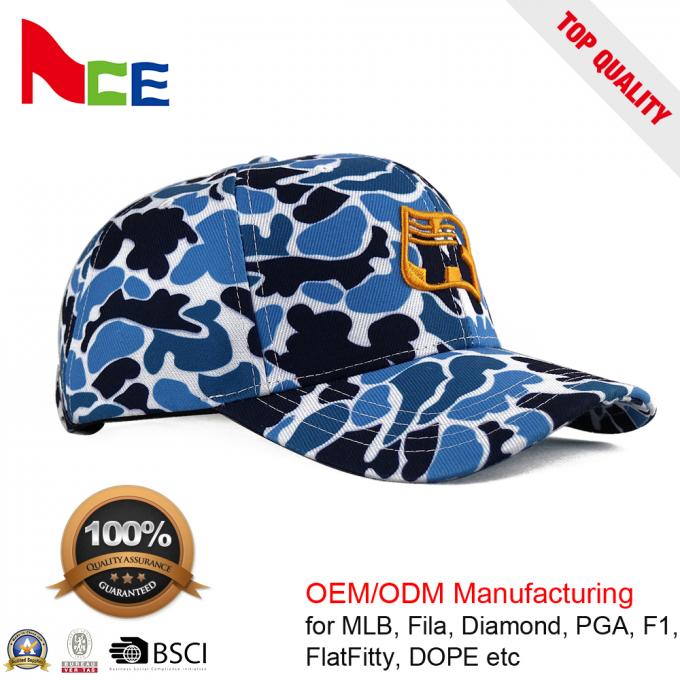 Camo Printed Baseball Caps OEM / ODM Topi Olahraga ACE Headwear