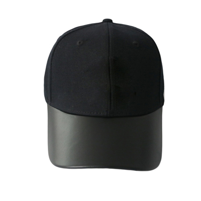 PU Olahraga Ayah Topi Jalan gaya topi Warna Murni Hitam Untuk Unisex