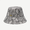 Unisex 58cm Grey PU Leather Bucket Hat Dengan Logo Logam Emas