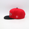Topi Snapback Katun Merah Visor Datar Dengan Logo Bordir