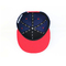 Disesuaikan Hitam 6 Panel Wol Snapback Caps 3D Logo Dicetak Karet