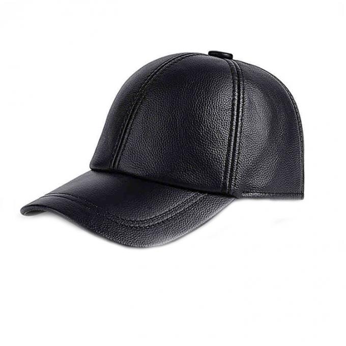 Topi baseball kulit Topi topi 6 panel dilengkapi kurva berkualitas tinggi