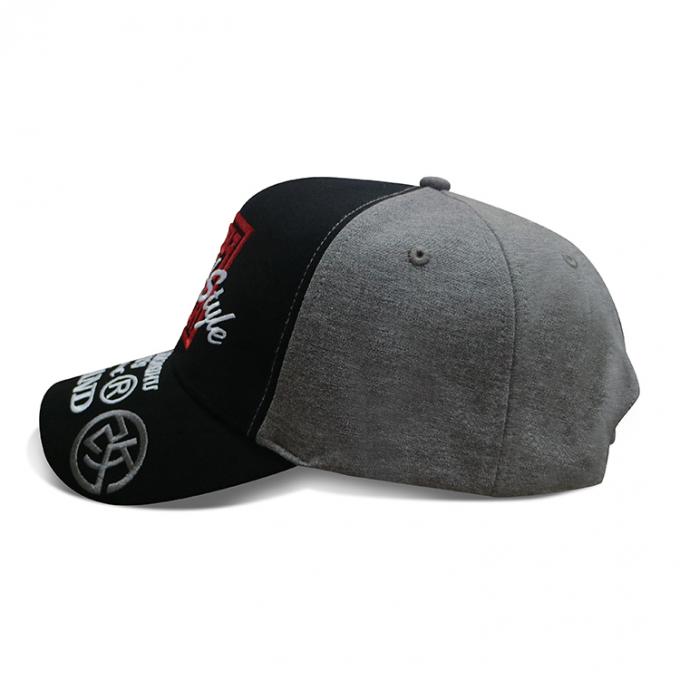 Grosir Fashion desain bordir 3D topi baseball hitam dan abu-abu