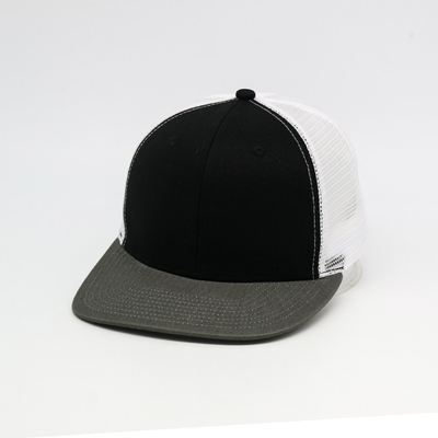 100% Katun 6 Panel Mesh Hip Pop Flat Visor Cap Topi Snapback yang Dapat Disesuaikan Dewasa