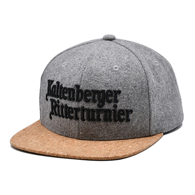 Gery 56cm Flat Brim Snapback Hats Bordir Street Unisex 6 Panel Snapback Cap