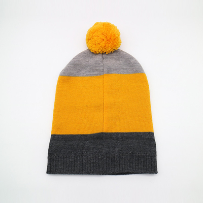 Topi Beanie Rajut Ringan 58CM Untuk Musim Dingin Dengan Warna Hitam Abu-abu Kuning