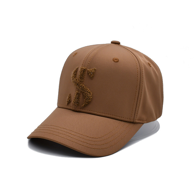 Sepatu Baseball Cap Bergaya Enam Panel Dengan Visor melengkung Dan Kain-Mencocokkan jahitan Polyester Dan Logo bordir handuk