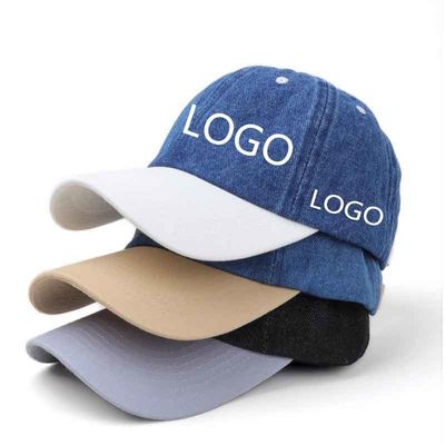 Grosir Custom Logo Acid Wash Cotton Vintage Ayah Topi Disesuaikan Denim Olahraga Cuci Hitam Baseball Cap