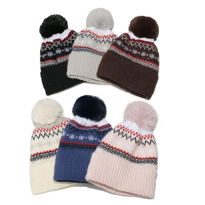 Musim Gugur Musim Dingin Topi Wol Hugger Toque Cap Stoking Head Watch Bohemian Geometric Knitted Fleece Tepak