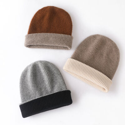Custom Beanie Manufacturers Oem Cuff Lipat Cap Musim Dingin Knit Hat Bordir Logo