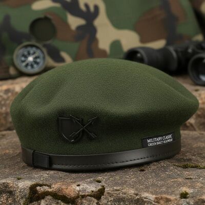 Baret Hijau Klasik Militer dengan Daya Tahan Tinggi untuk Segala Musim dan Ukuran yang Disesuaikan untuk Pakaian Taktis dan Kasual