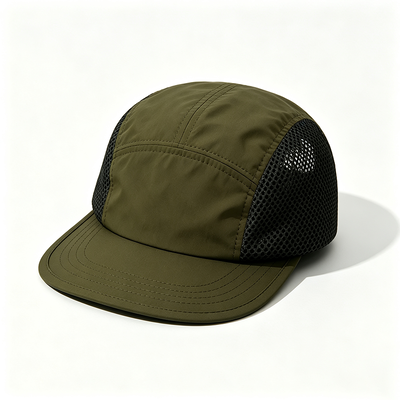 Topi 5 Panel Camp Cap Kustom Cepat Kering Cocok untuk Berbagai Aktivitas Luar Ruangan Termasuk Mendaki, Berkemah, dan Lari