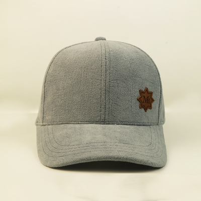 Bsci Plush Dewasa 6 Panel Baseball Cap Dengan Patch Kulit ODM OEM