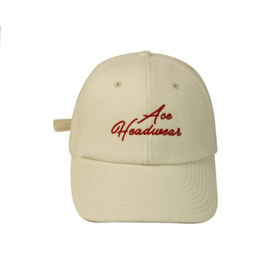 Fashionable Musim Dingin 100% Wol Bordir Baseball Caps / 6 Panel Hat Untuk Olahraga Outdoor