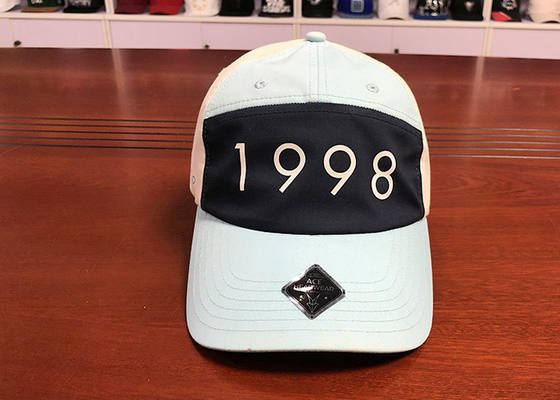 Topi Baseball Ayah Baseball OEM Hitam Putih Cetak 1998 Logo Tenun Gesper Plastik