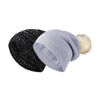 Musim Dingin Wanita 58cm Topi Beanie Rajut Topi Bola Bulu Pom Pom
