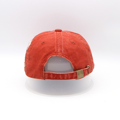 Enam Panel Bordir Topi Bisbol Dicuci 62CM Warna Oranye