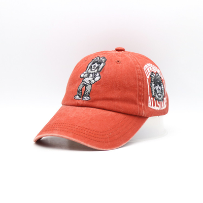 Enam Panel Bordir Topi Bisbol Dicuci 62CM Warna Oranye