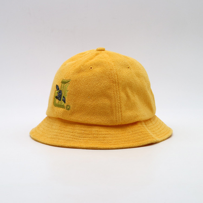 Topi Ember Unisex Bordir Datar Topi Memancing Katun Kuning