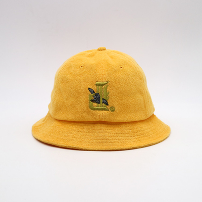 Topi Ember Unisex Bordir Datar Topi Memancing Katun Kuning