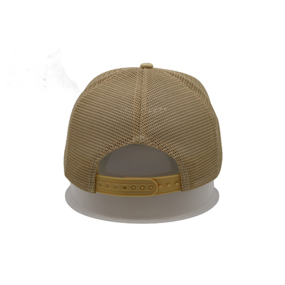 Cetak Patch 5 Panel Trucker Cap Cahaya Kuning Polyester Dan Mesh