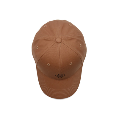 100% Cotton Twill Bordir Bisbol Topi Coklat 6 Panel Topi