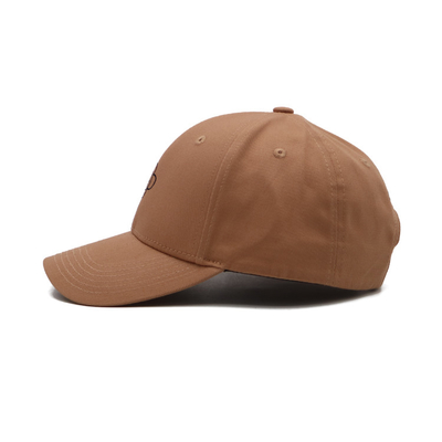 100% Cotton Twill Bordir Bisbol Topi Coklat 6 Panel Topi