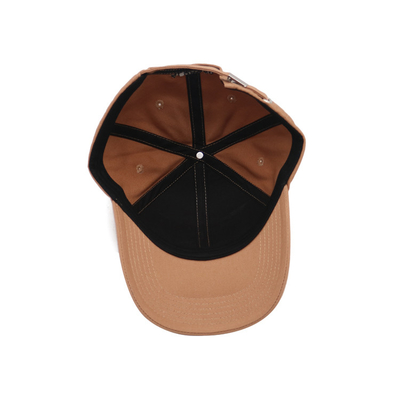 100% Cotton Twill Bordir Bisbol Topi Coklat 6 Panel Topi