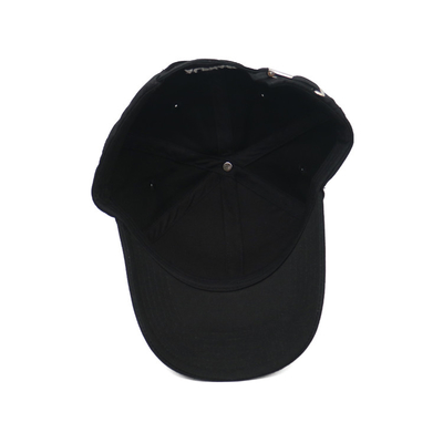Topi bisbol bordir datar hitam Topi gesper kain logam sendiri