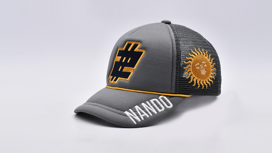 58CM Busa Trucker Topi Bordir Plastik Kembali Gesper Mesh Dapat Disesuaikan Topi Olahraga Truk