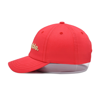 Topi Bisbol Bordir 3D Tali Kulit Topi Ayah Unisex Dewasa Ukuran Logo Kustomisasi Merah