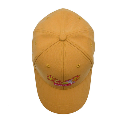 Adjustable 6 Panel Topi Bisbol Bordir 60cm Warna Kuning