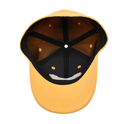 Adjustable 6 Panel Topi Bisbol Bordir 60cm Warna Kuning