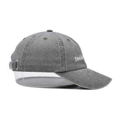 6 Panel Vintage Washed Cotton Twill Topi Bisbol Kasual Logo Bordir Kustom
