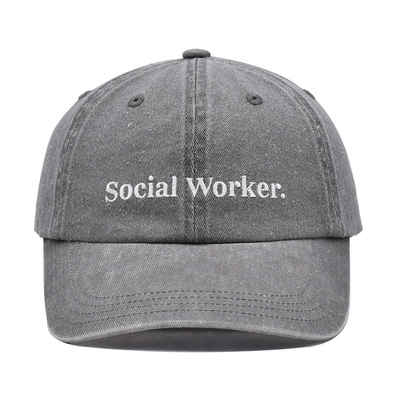 6 Panel Vintage Washed Cotton Twill Topi Bisbol Kasual Logo Bordir Kustom
