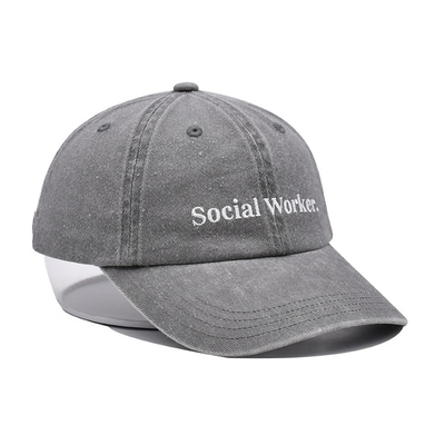 6 Panel Vintage Washed Cotton Twill Topi Bisbol Kasual Logo Bordir Kustom