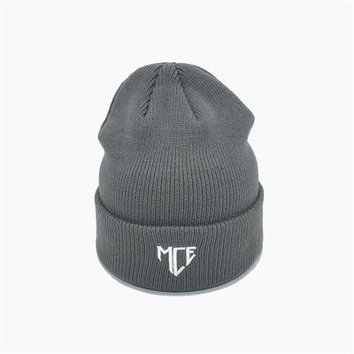 Unisex Grey Acrylic Polyester Knit Beanie Hats Personalized Color