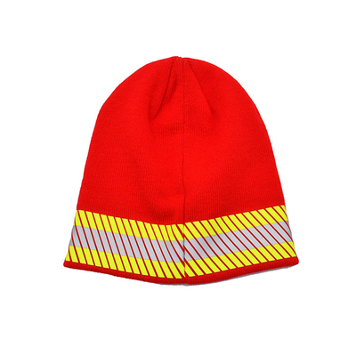 Topi Beanie Rajut Luar Ruangan Reflektif Bergaris 3M Thinsulate Berjajar Visibilitas Tinggi Topi Jam Tangan Keselamatan Fluorescent