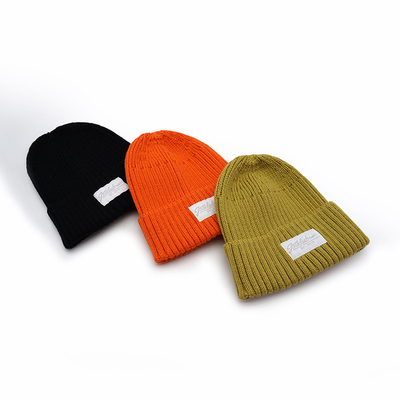 Knit Diborgol Acrylic Slouchy Beanie Streetwear Private Woven Label Nelayan Tengkorak Topi Musim Dingin