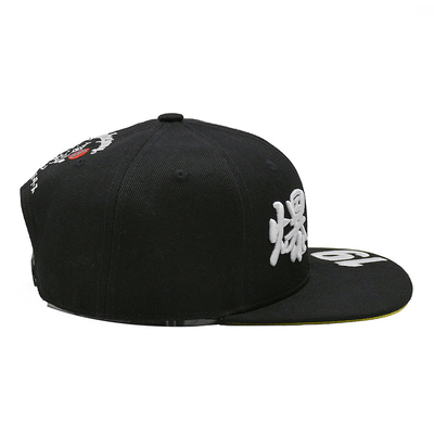 Tombol Belakang Gaya Hip Hop Pinggiran Datar Topi Snapback Ukuran Disesuaikan Bordir 3D