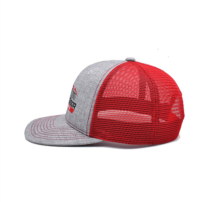 Custom 6 Panel Trucker Cap Bordir Logo Polyester Mesh Hat