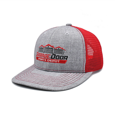 Custom 6 Panel Trucker Cap Bordir Logo Polyester Mesh Hat