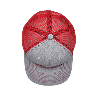 Custom 6 Panel Trucker Cap Bordir Logo Polyester Mesh Hat