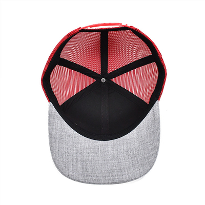 Custom 6 Panel Trucker Cap Bordir Logo Polyester Mesh Hat