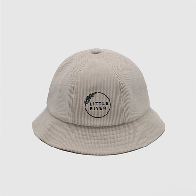 Mode Terbaru Harian Kartun Bordir Kapas Topi Nelayan Outdoor Sun Protection Beige Corduroy Bucket Hat