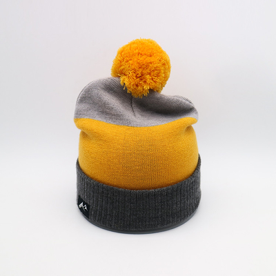 Topi Beanie Rajut Ringan 58CM Untuk Musim Dingin Dengan Warna Hitam Abu-abu Kuning