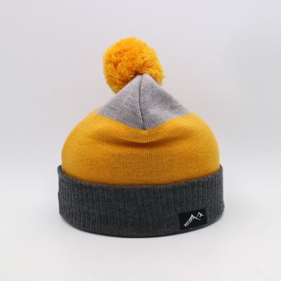 Topi Beanie Rajut Ringan 58CM Untuk Musim Dingin Dengan Warna Hitam Abu-abu Kuning