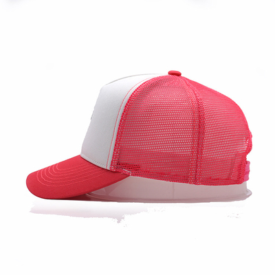 White and Pink Human Head Cotton Trucker Mesh Cap Bordir Logo